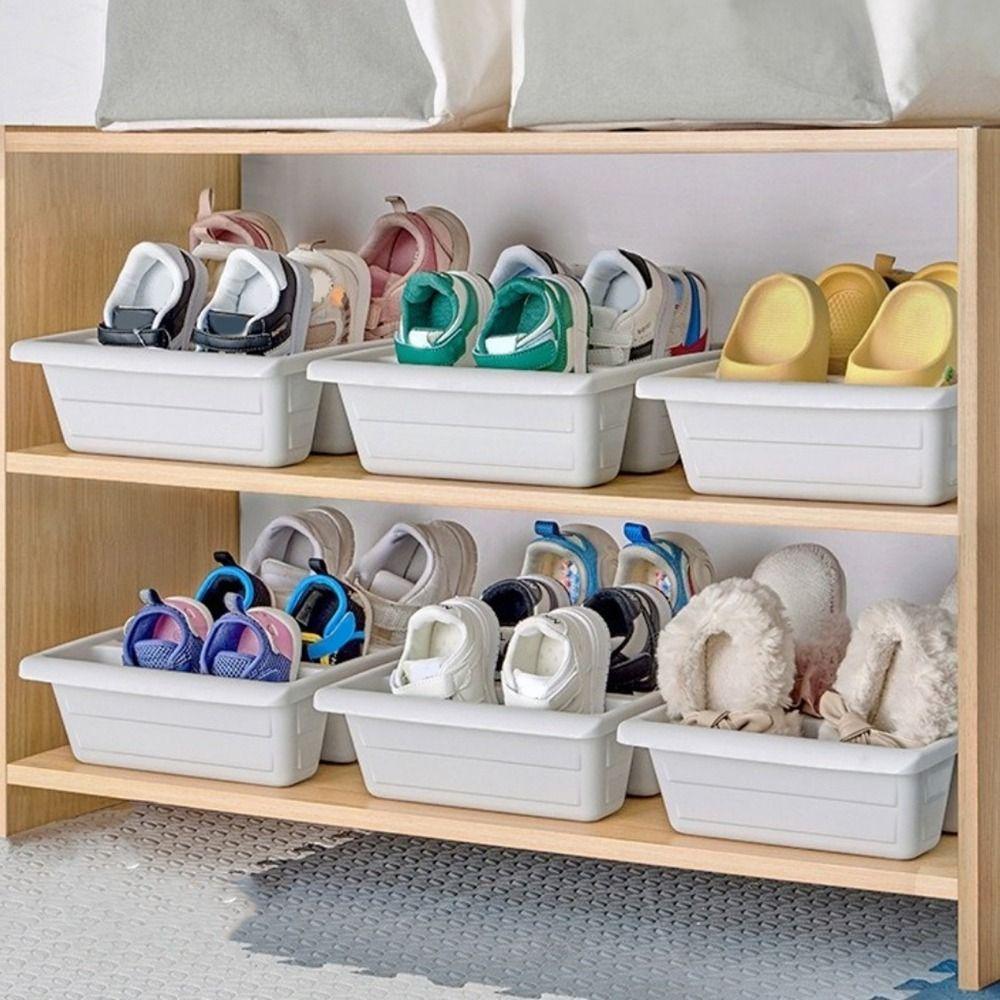 2PCS Nordic Style Oblique Plug-In Shoe Storage Rack Plastic Vertical Slippers Rack  Bedside