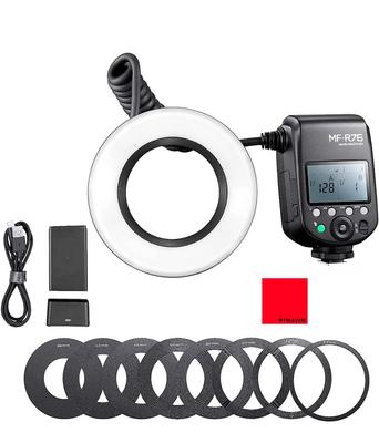 Japanese Godox Macro Ring 76Ws 8 Lens Adapter Japanese Instruction Included [Official Distributor] MF-R76 Flash, GN14, 5000K, 7.2V/2600mAh, Rings,