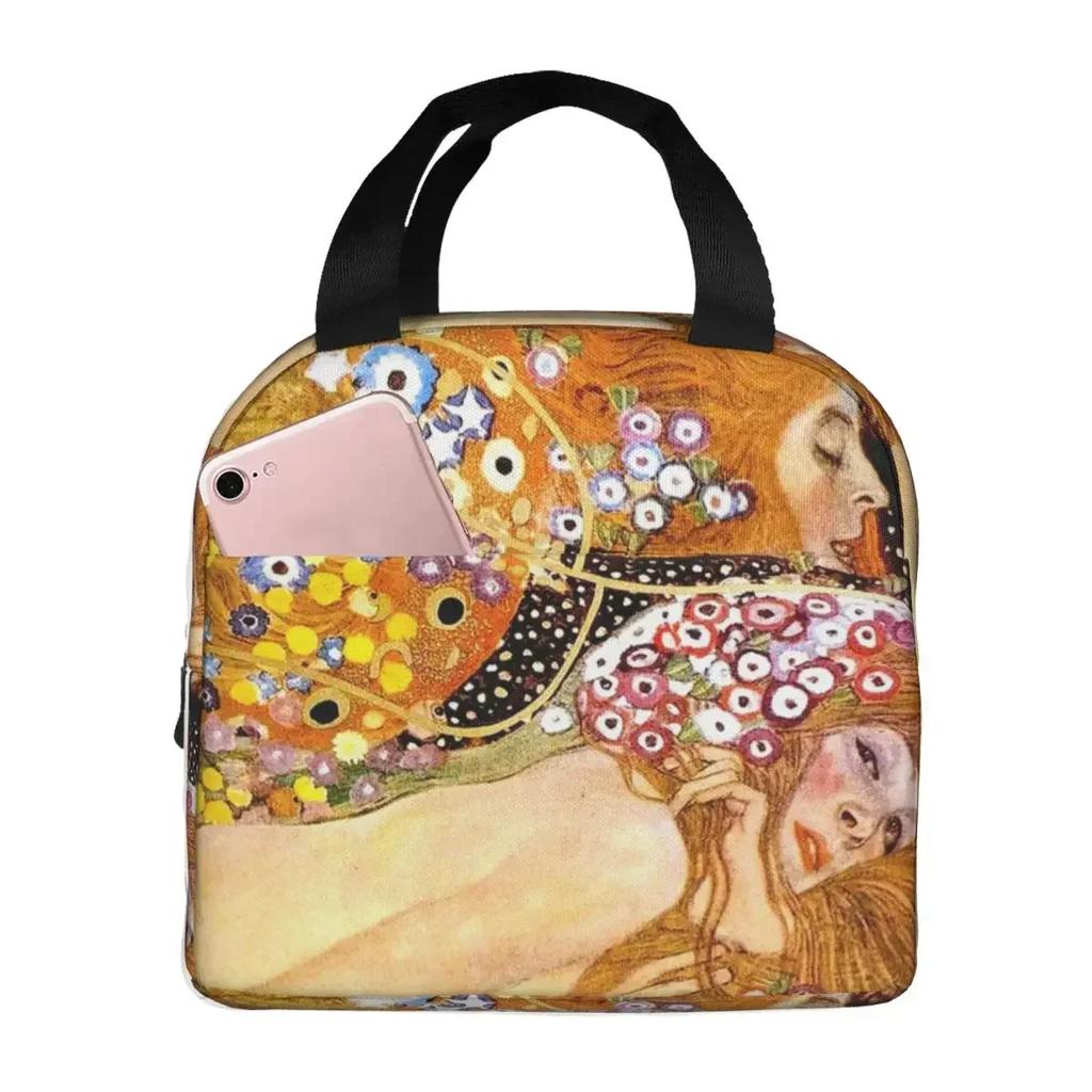 Lady With Fan By Gustav Klimt Insulated Lunch Bag for Women Kids Portable Food Boxes Thermal Lunch Box Tote