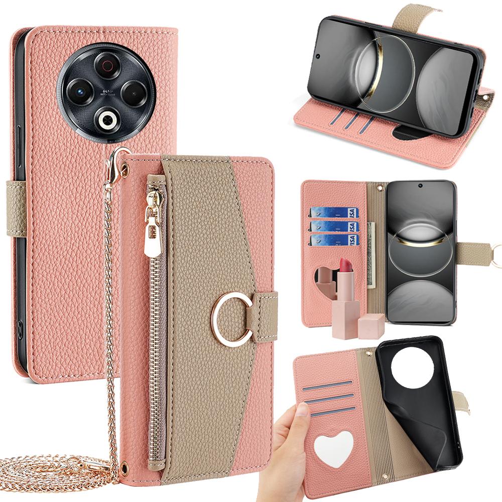 For TECNO Spark 30 4G Case Mirror Wallet Leather Phone Cover with Chain Shoulder Strap