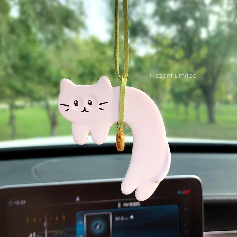 Cute Cartoon Cat Design Car Air Freshener Rearview Mirror Pendant Creative Decoration for Girls' Interior Cono Aroma