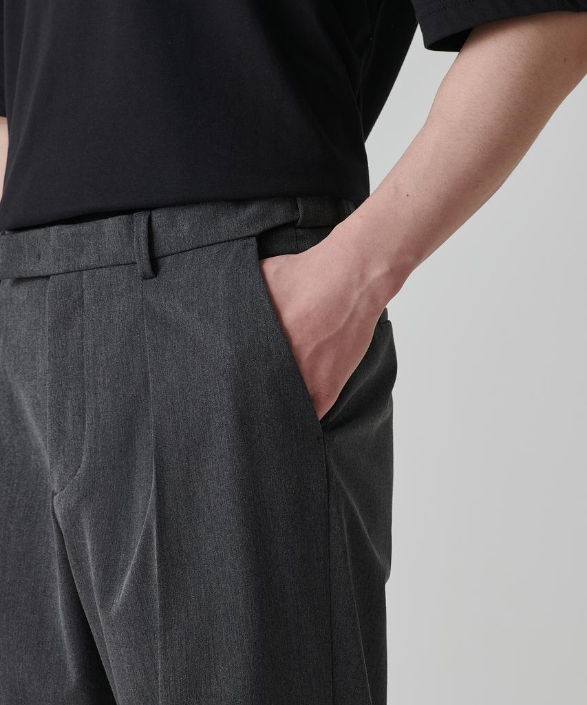 Musinsa Standard Reverse One-Pleat Wide Hidden Banding Slacks [Medium Gray]