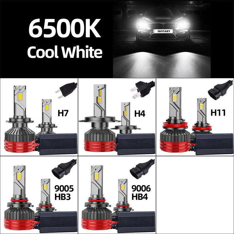 Infitary 300W H7 H4 LED Car Headlight CANBUS Lamp H8 H9 H11 HB3 9005 HB4 9006 80000LM Bulb Three Copper Tube Lights for Auto