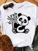 Maycaur Sommer Damen T-Shirt Lockere Oberteile Niedlicher Panda Herz Druck Kurzarm Weiblich Locker Lässig T-Shirt Damen Oberteil Tee