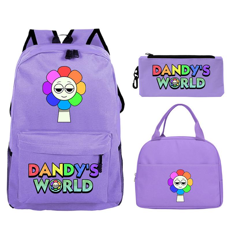 New Dandy's World Game Merchandise Cartoon Printing Student Schoolbag Foreign Trade Pencil Bag Meal Bag Set