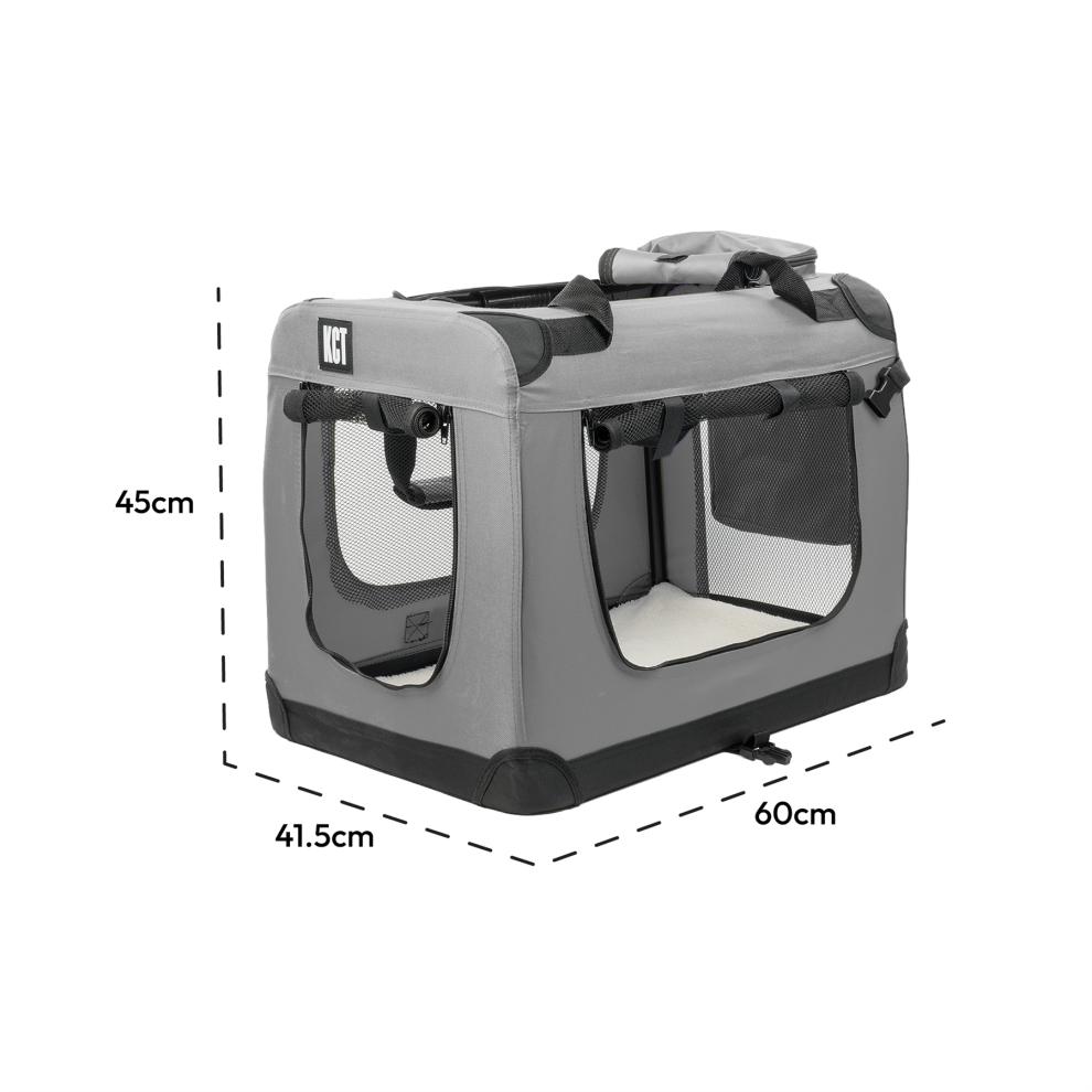 KCT Medium Grey Fabric Pet Carrier Travel Transport Bag for Cats and Dogs