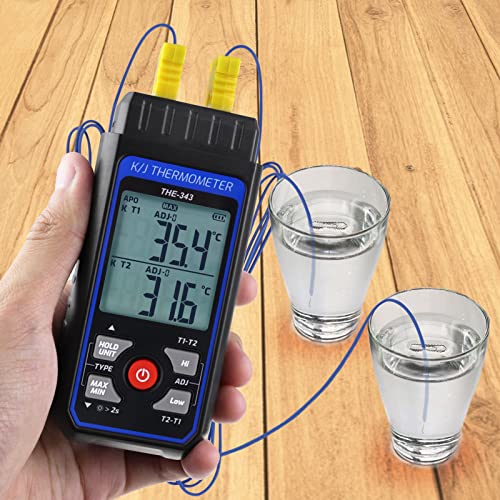 Digital K/J-type Thermocouple Thermometer with 4K-type Thermocouple, Digital Thermometer with Alarm and Adjustment Compensation, Temperature Measureme