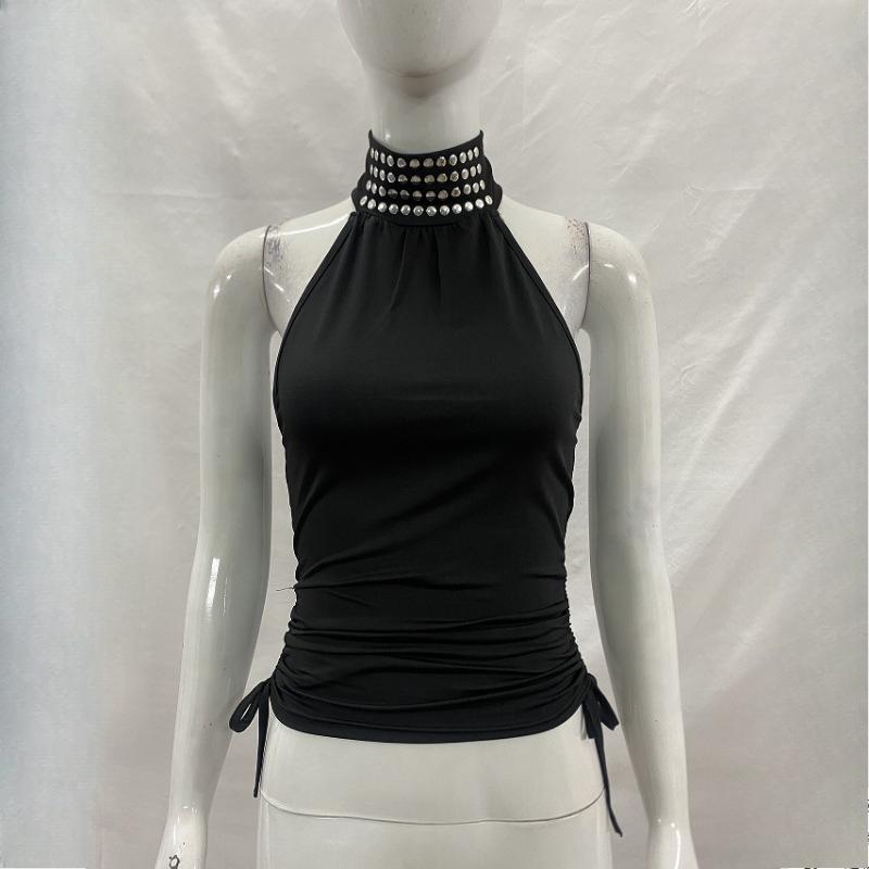 European and American summer camisole sleeveless halter top S чёрный