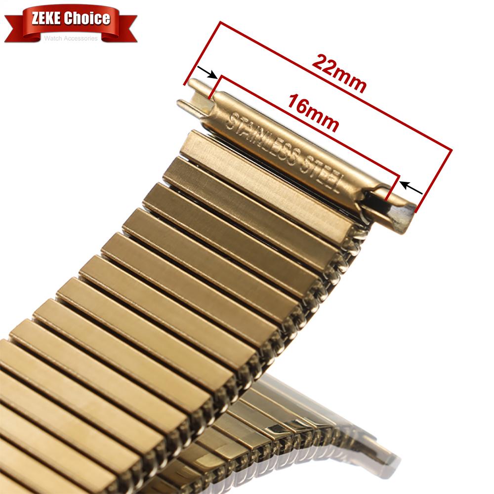 16mm-22mm Stainless Steel Elastic Stretch Strap Universal Replacement Watch Band Accessories Bracelet Gold Metal Expansion Strap