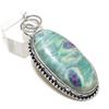 Natural Ruby Fuchsite Gemstone 925 Sterling Silver Jewelry Pendant 2.36" c0N19