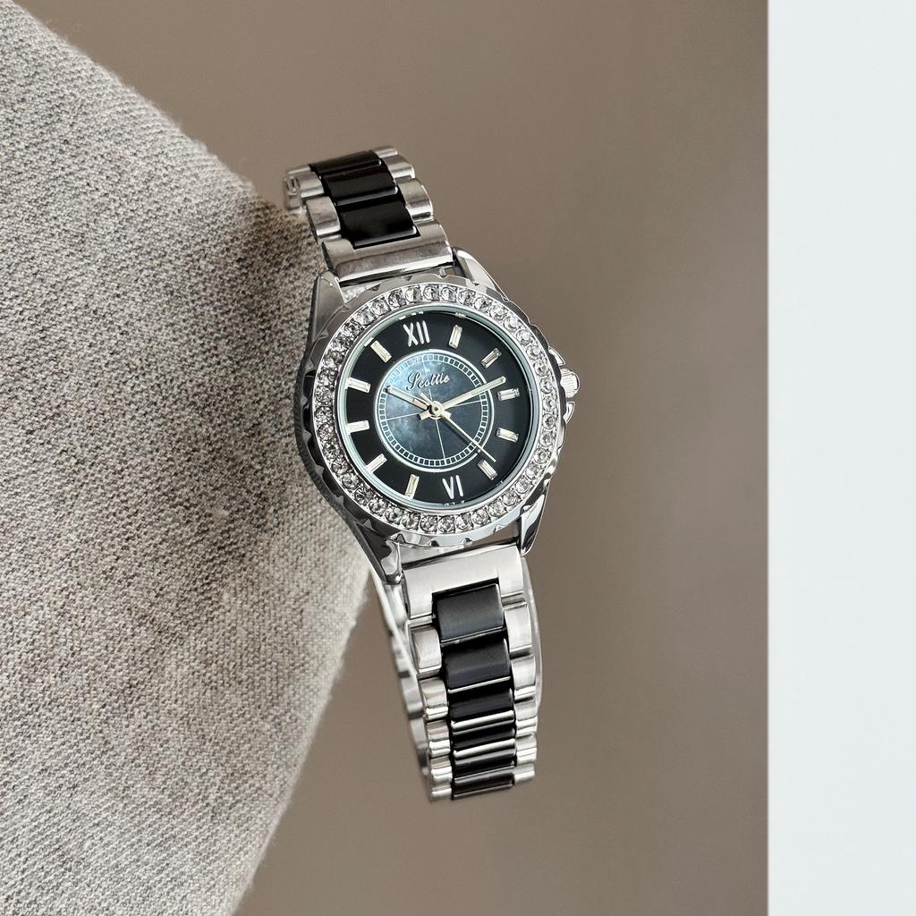 Scottie New Fashion Woman Watch Diamond Encrusted Dial Elegant Ceramic Bracelet Luxury Female Quartz Wristwatch Gift Reloj Mujer