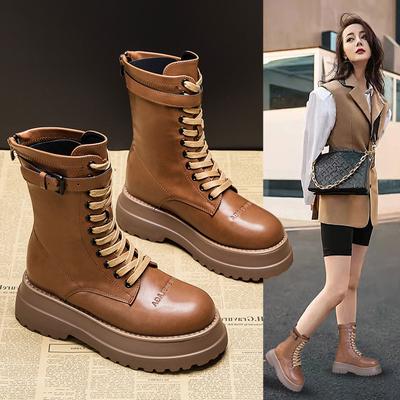 Thick-soled Martin Boots Autumn and Winter New Small Ins Trendy Retro Boots Slim Velvet Short Boots