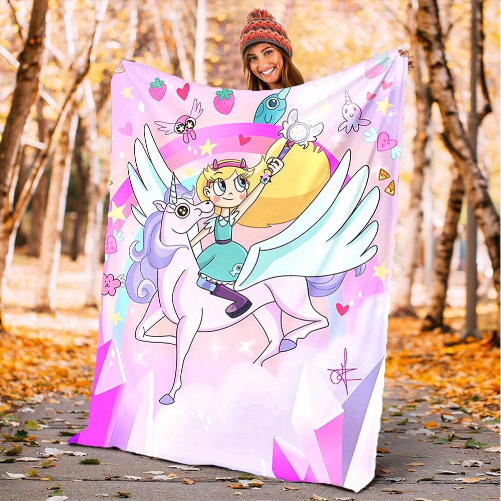 

1pc Star vs. the Forces of Evil Digital Printed Flannel Blanket, Super Soft Plush Fleece Bed Cover, Multipurpose Four Season Blanket for Sof 150x180cm