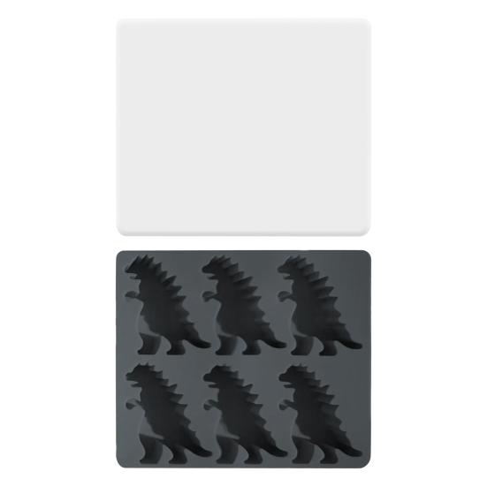Dinosaur Ice Cube Mold Easy Fill Release 6 Cavity Gojira Ice Tray Freezer Safe Ice Maker for Summer Drinks Cocktail Party