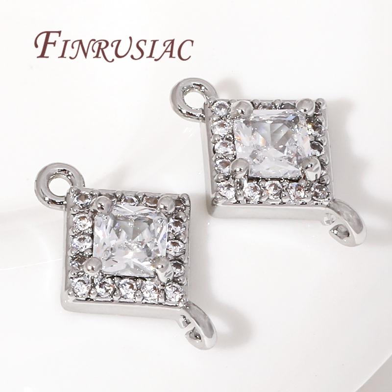 Trendy 18K Gold Plated Zircon Crystal Pendant Charms Connector For Jewelry Making DIY Earrings/Necklace/Bracelets Accessories