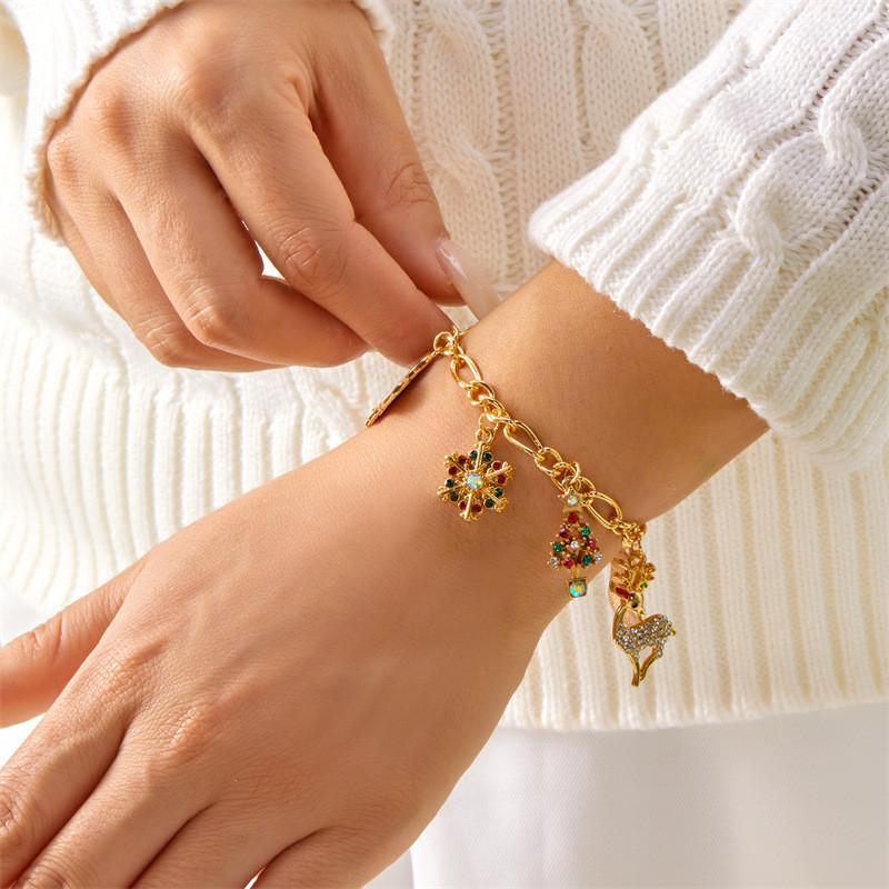 Рождественский Браслет-Подвеска Снежинка С Цветными Кристаллами Для Праздничного Подарка Подарочный Набор Style3