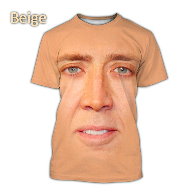 Attore Pop Nicolas Cage T-shirt Stampata 3D Divertente Tendenza Girocollo Manica Corta Top Moda Estiva Personalità Maschile Tendenza Streetwear