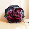Red Rose Moth Automatic Folding Umbrella: Stylish Design with 8-Bone Frame, Perfect for Travelers and Daily Use - Ideal Gift for Fans and Oc