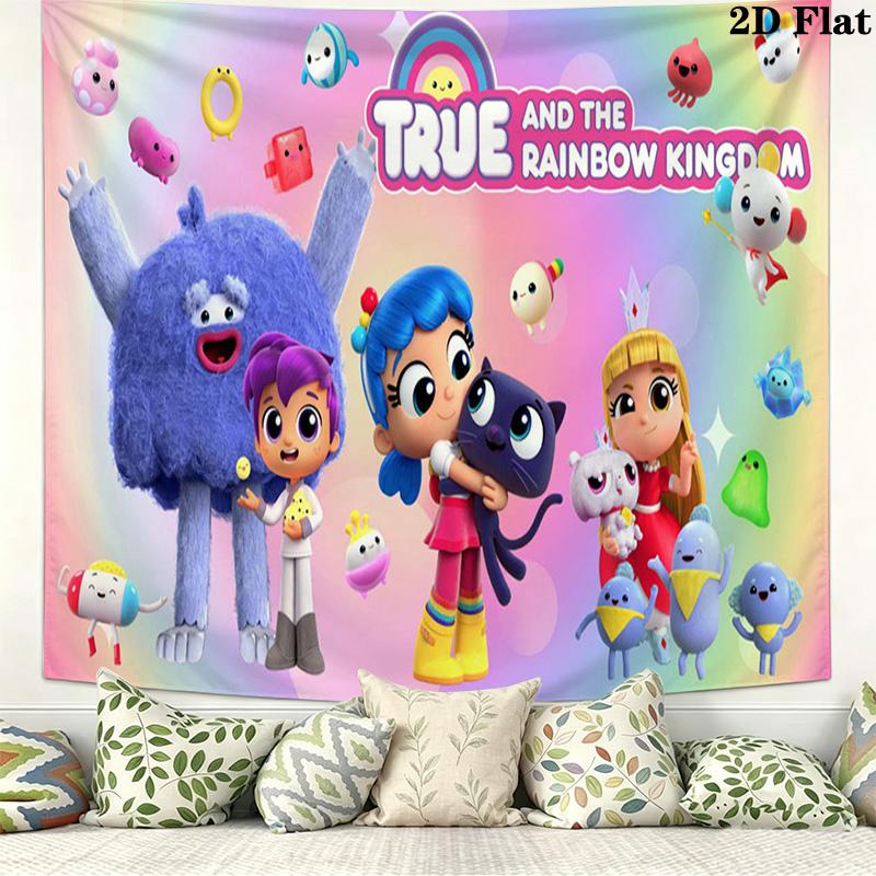 True and the Rainbow Kingdom Wall Tapestry Aesthetic Wall Hanging Printed Fabric Blanket Decorative Tapestries for Bedroom Living Room Home Decor
