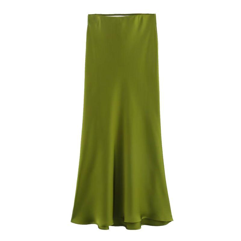 Fashion Kaslead Women's Silk Satin Skirt