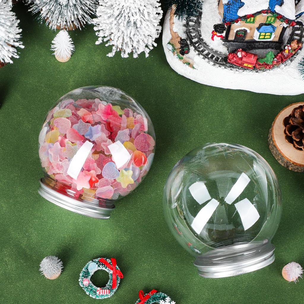 FRCOLOR Snow Globe Kit for DIY Set of 4 Empty Containers Aluminum Lids Christmas Handmade - - Clear, Round, - Decorations,