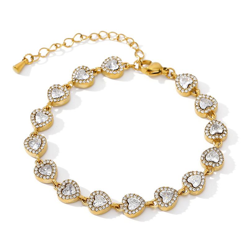 Popular love full diamond zircon stainless steel bracelet high-end titanium steel fashion versatile hand jewelry female spot