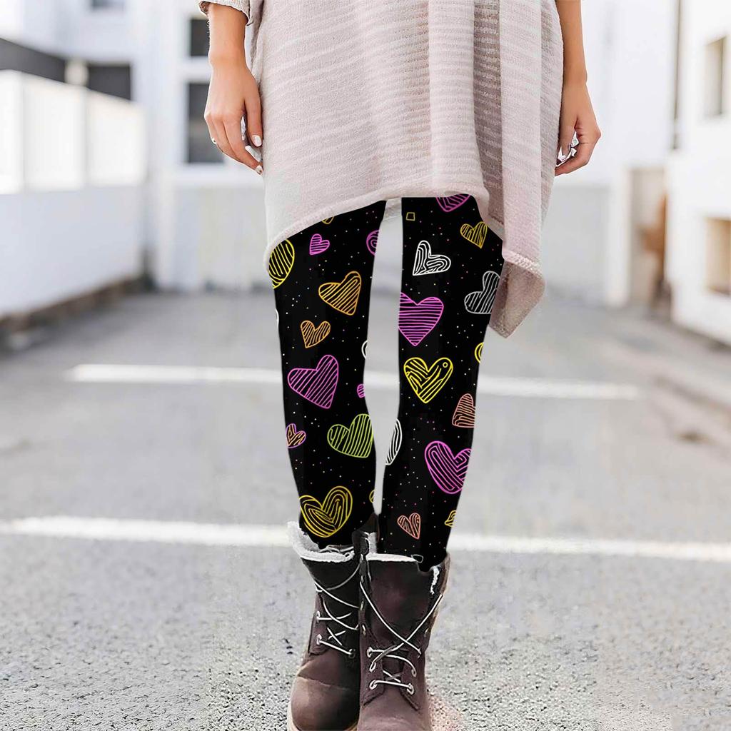 Damen Casual Mode Print Hose High-Waist Straight-Leg Skinny Leggings
