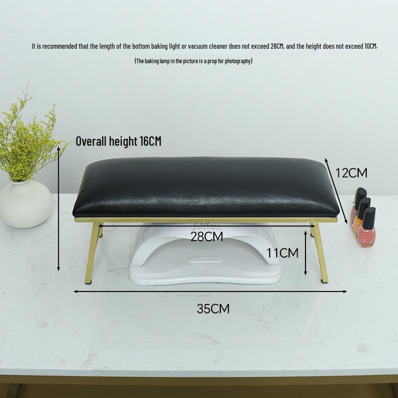 Elevated Manicure Hand Rest Set with Iron Art, Leather, and Non-Slip Pad - Fits Manicure Lamp
