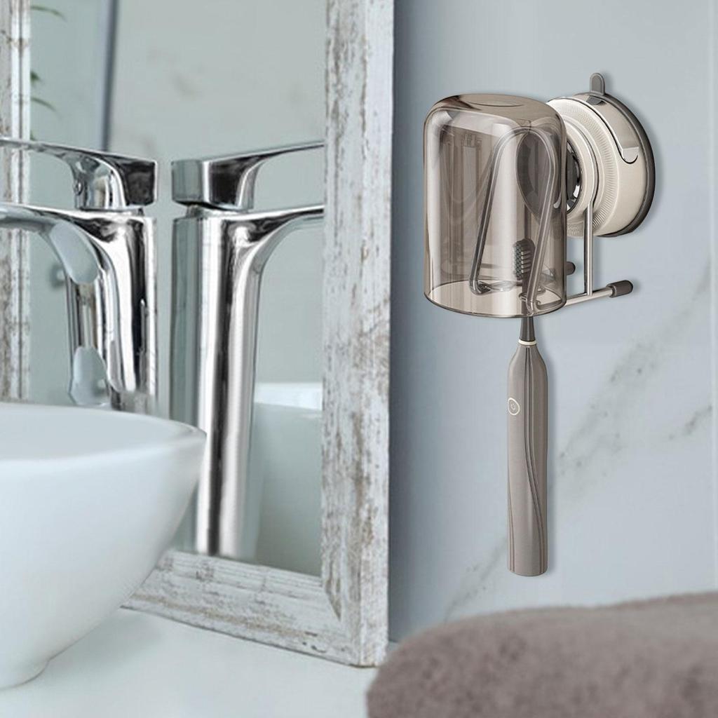 Suction Cup Toothbrush Holder, Wall Mount, Easy Install, No Drill, Modern Multifunction Bathroom