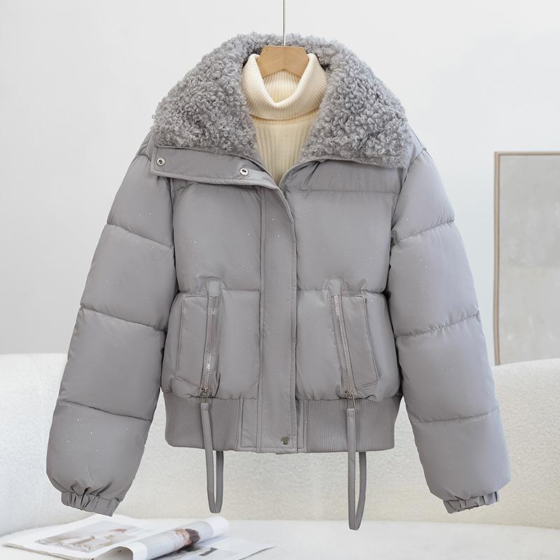 Fashion retro style lamb wool neck cotton-padded coat thickened short coat winter new fashion warm cotton clothes