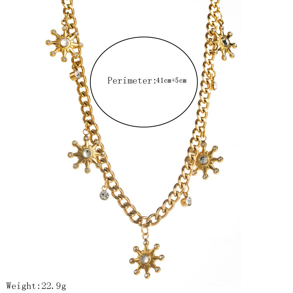 Korean Style Name Necklace Elegant Gold Plated Fine Jewelry Necklace Jewelry Sun Moon Pendant Diamond Necklace for Girls