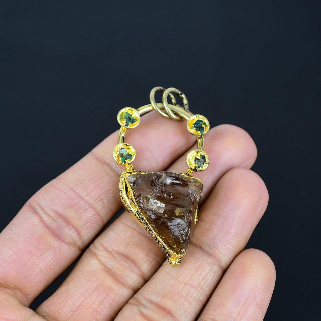Citrine Pendant, Copper Electroformed Gemstone Jewelry, Handmade Pendant, For Thanksgiving