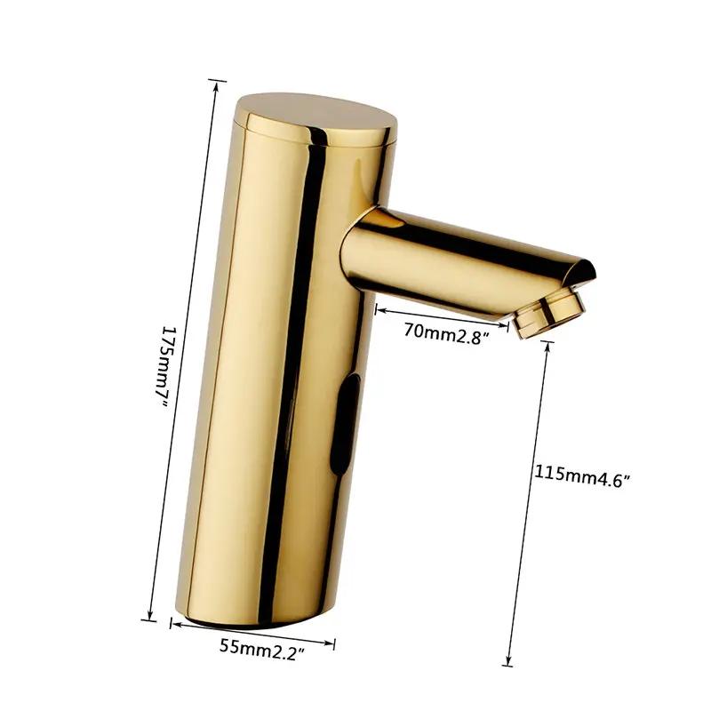 YANKSMART Golden Plated Solid Brass Automatic Sensor Free Touch Chrome Polish Bathroom Basin Sink Faucet Water Mixer Tap Faucet