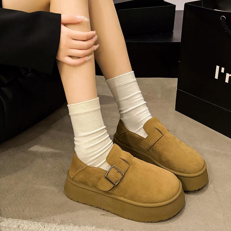 Short Top Cotton Shoes Thick Sole Thickened Velvet Snow Boots Women's Winter Warm Short Tube New Boken Doudou Shoes