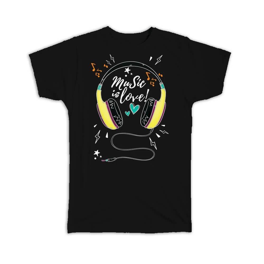 Gift T-Shirt : Music Is Love Wall Art Poster Headphones Teenager Room Decor M