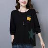 New Cotton Long Sleeve Loose Casual Art T-Shirt for Women Spring Clothes Crew Neck Sweatshirt Korean Style Plus Size