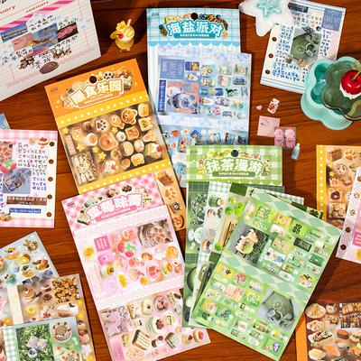 Y2K Style 4Pcs/Set M5 Cutting Film Stickers Food Material Hand Account DIY Decoration Sticker Book Decor Stationery Stickers