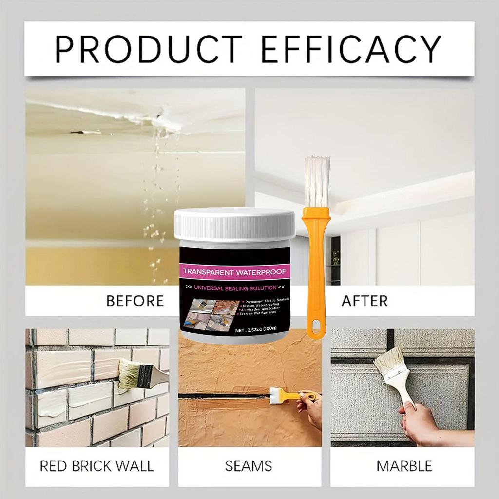 Transparent Waterproof Coating 100g Transparent Sealant Coating Bathroom Repair Adhesive For Shower Toilet Bathroom Outdoor
