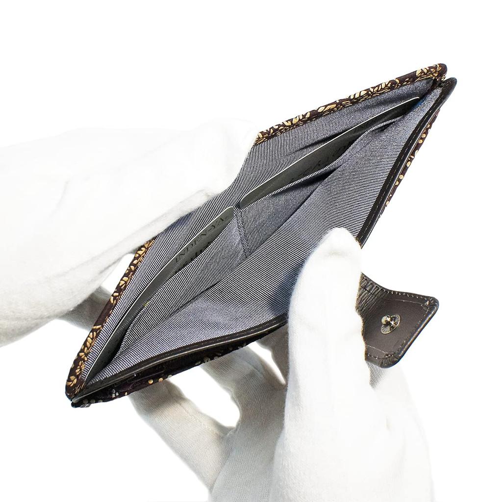 Indenya Inden Long Wallet, Large, Thin Deerskin, Purple with White Lacquer, Grape Pattern, 2107-16-120