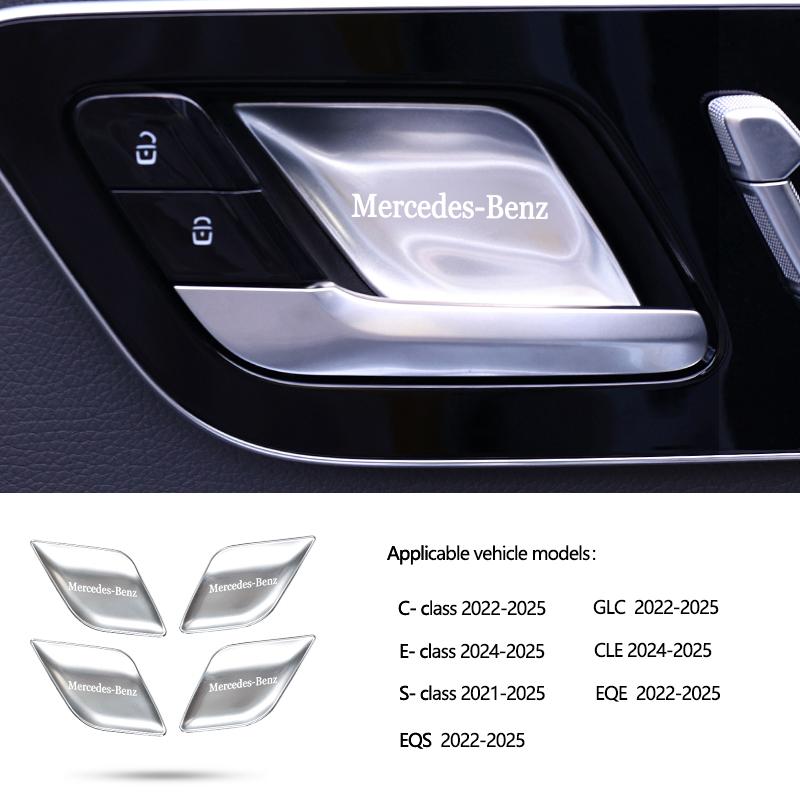 GLC GLB 4Pcs Car Door Interior Handle Stickers Anti-Scratch Protection Cover For Mercedes Benz AMG C Class W205 W206 GLC GLB EQ