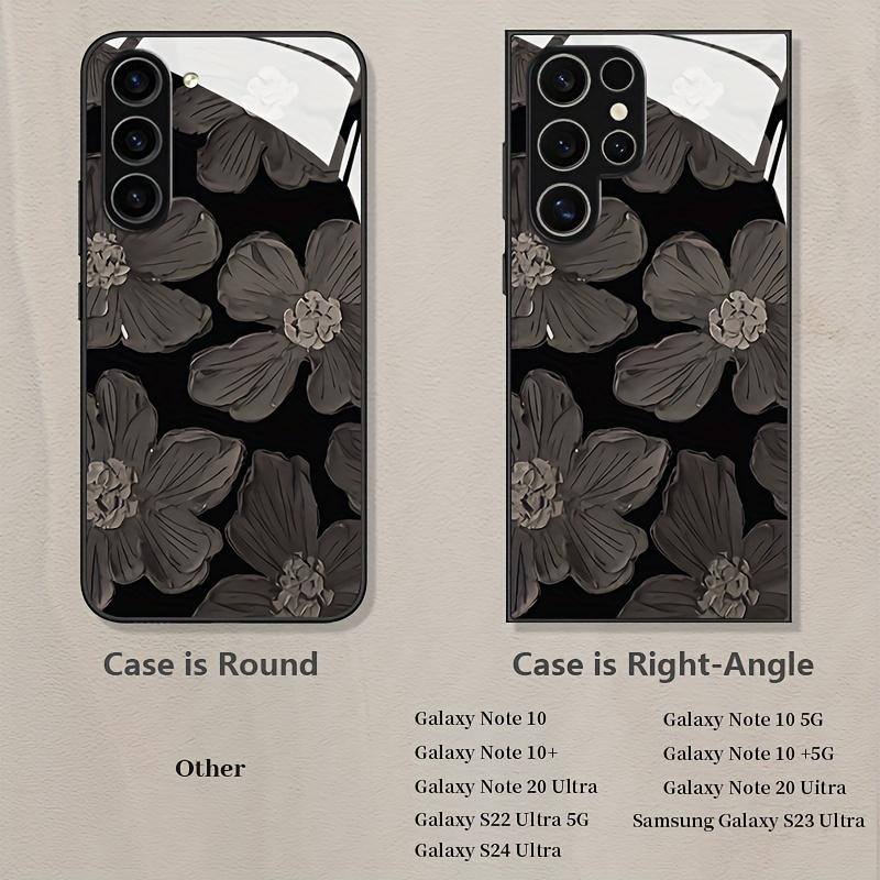 Flower Patterned Glass Phone Case Suitable for Samsung Galaxy S26 S25 S24 S23 S22 S20 FE/Ultra/Plus5G Anti Drop Back Cover