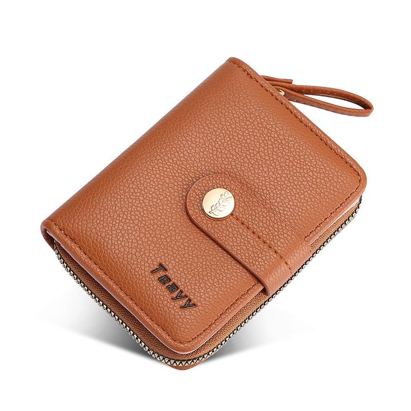 

IELGY Женский короткий кошелек с высококачественной пряжкой и молнией с несколькими отделениями для карт коричневый