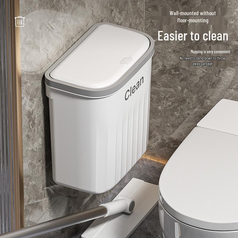 Wall-mounted Bathroom Trash Can with Lid, Large Capacity, for Kitchen, Living Room, and Toilet Paper