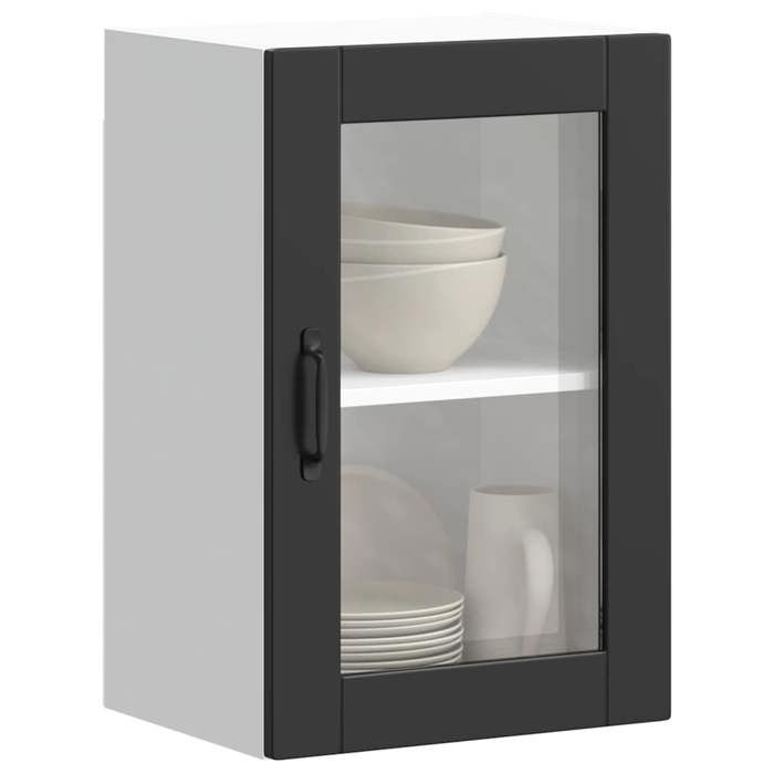 VidaXL Armoire murale de cuisine avec porte en verre Porto noir 854008