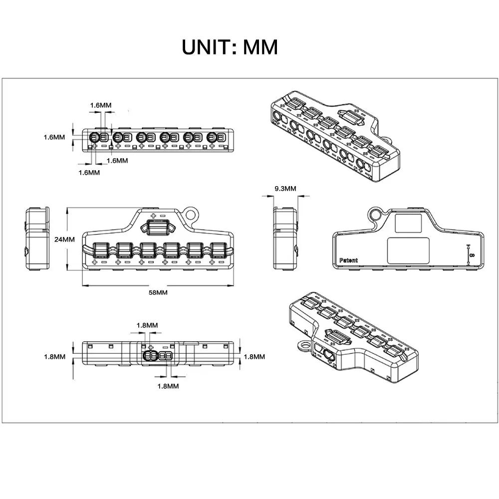 Low Voltage Quick Connect Wire Splitter 12 Outputs for LED Strip Lighting Distribution Block