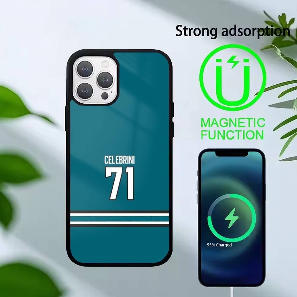 Žraloci Macklin Celebrini Pouzdro na telefon Pro iPhone 17,16,15,14,13,Pro,Max,Plus, Magnetické Pro Magsafe Bezdrátové nabíjení