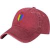 LGBT Rainbow Heart Baseball Cap Washed Cotton Dad Hat Adjustable Sun Protection Casual Cap