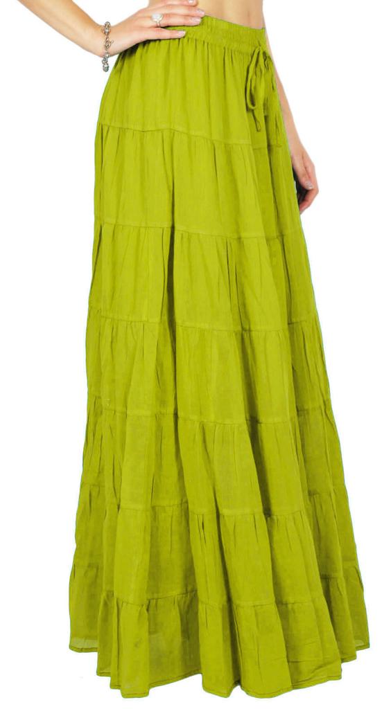Phagun Damen Sommer Baumwolle Ziegelrot Rock Ethnisches Design Kordelzug Taille -