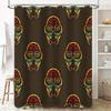 Vintage Tribal Mask Shower Curtain Waterproof Home Decor Bathroom Liner Dark Green Red Yellow Black Colorful Design 69x72 Inch