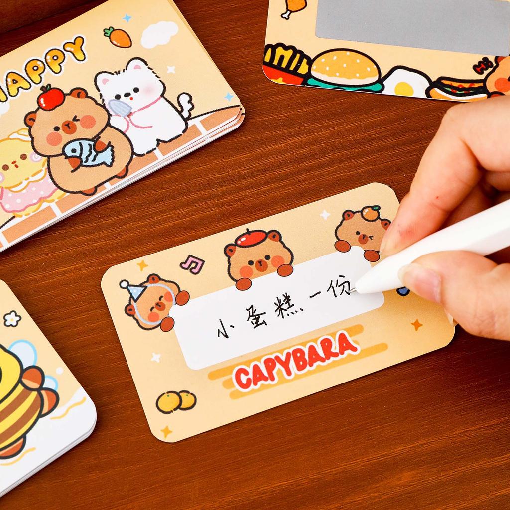 50 Sheets Cartoon Animal Capybara Theme DIY Rewards Scratch Cards Invitation Cards for Kids Birthday school reward Party Decor